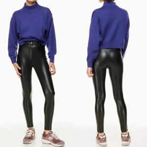 Aritzia  Wilfred Free Faux Leather Leggings Pant Black Charm High Rise Size 00